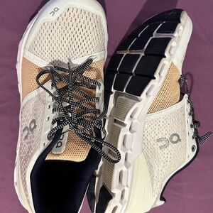 On Cloudstratus Women's White and Almond Running Shoes